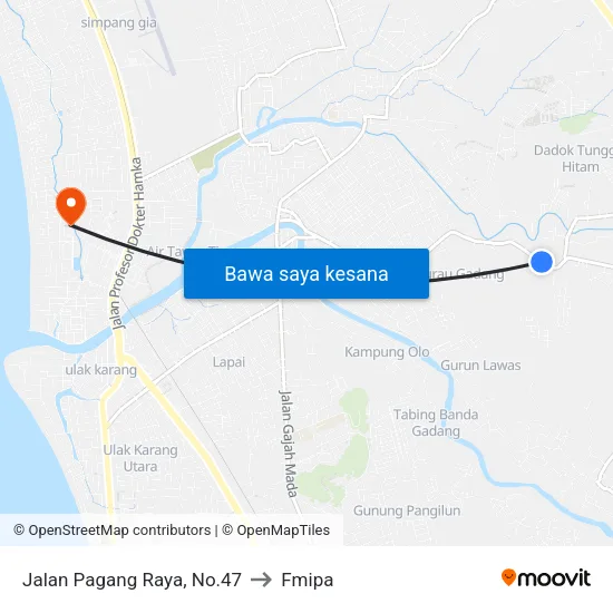 Jalan Pagang Raya, No.47 to Fmipa map