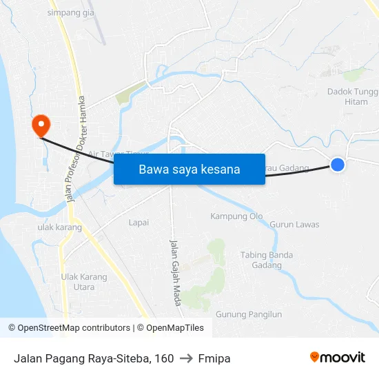 Jalan Pagang Raya-Siteba, 160 to Fmipa map