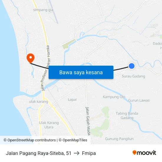 Jalan Pagang Raya-Siteba, 51 to Fmipa map