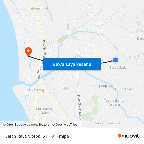 Jalan Raya Siteba, 51 to Fmipa map