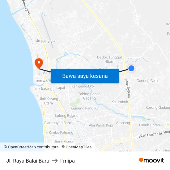 Jl. Raya Balai Baru to Fmipa map