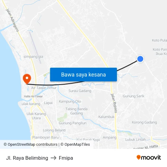 Jl. Raya Belimbing to Fmipa map