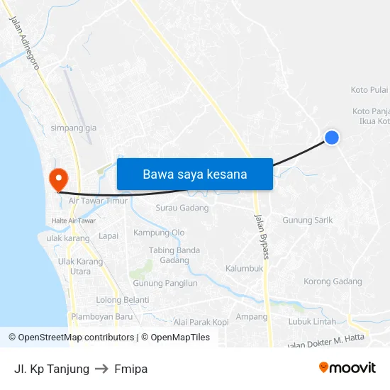 Jl. Kp Tanjung to Fmipa map