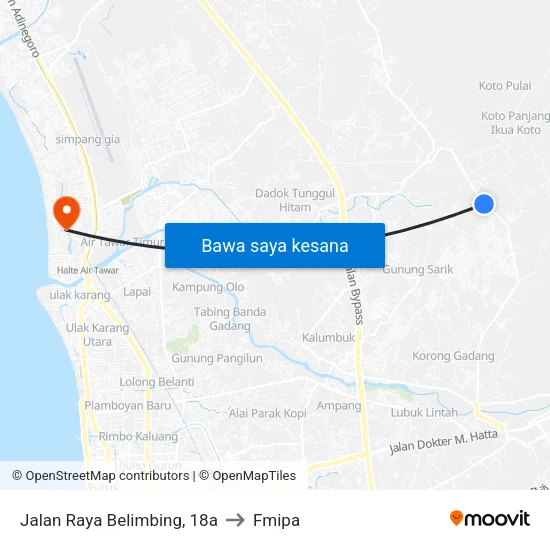 Jalan Raya Belimbing, 18a to Fmipa map
