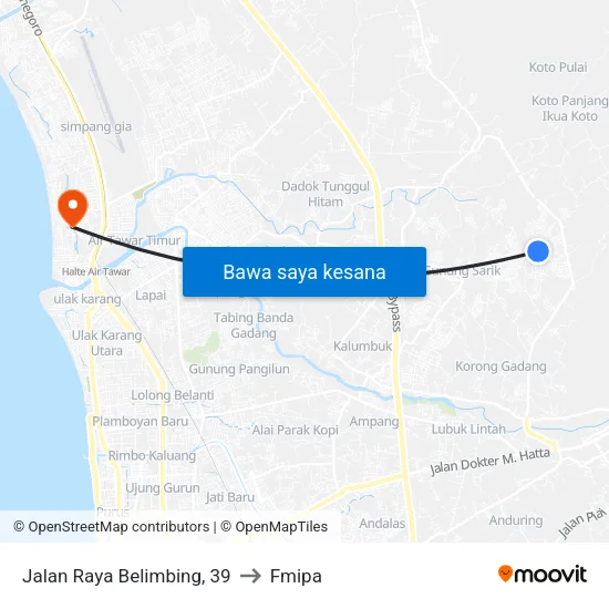 Jalan Raya Belimbing, 39 to Fmipa map