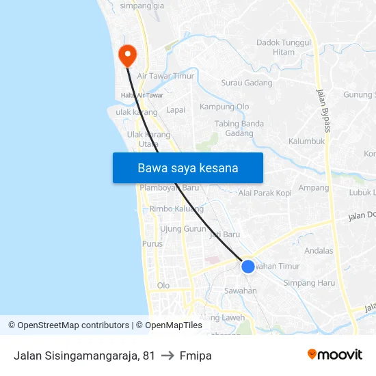 Jalan Sisingamangaraja, 81 to Fmipa map
