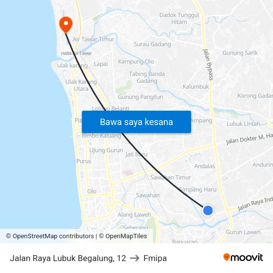 Jalan Raya Lubuk Begalung, 12 to Fmipa map