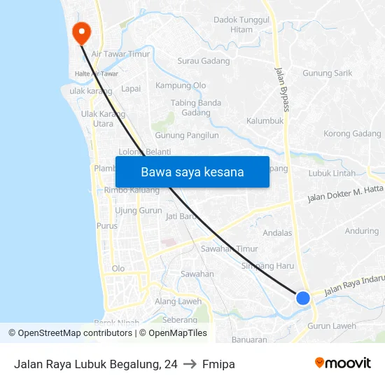 Jalan Raya Lubuk Begalung, 24 to Fmipa map