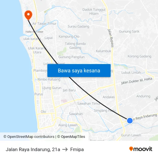 Jalan Raya Indarung, 21a to Fmipa map