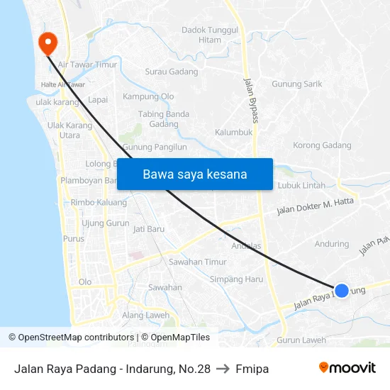 Jalan Raya Padang - Indarung, No.28 to Fmipa map