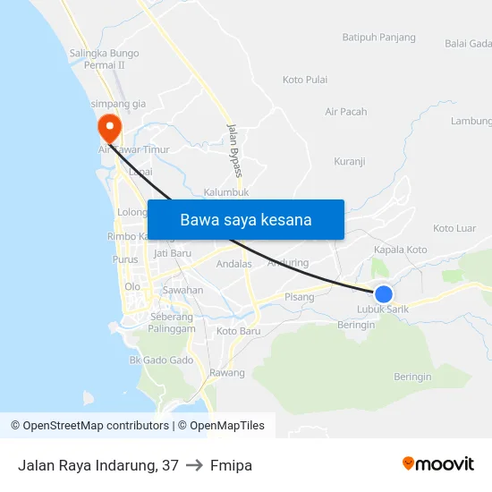 Jalan Raya Indarung, 37 to Fmipa map