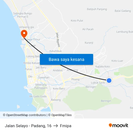 Jalan Selayo - Padang, 16 to Fmipa map