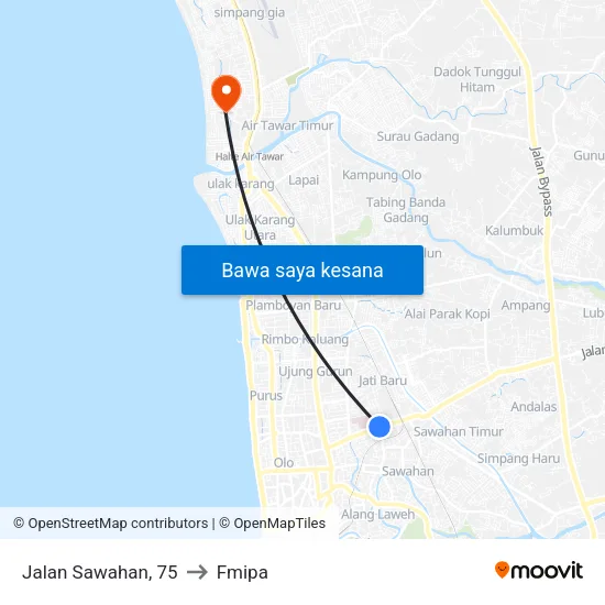 Jalan Sawahan, 75 to Fmipa map