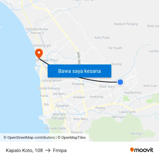 Kapalo Koto, 108 to Fmipa map