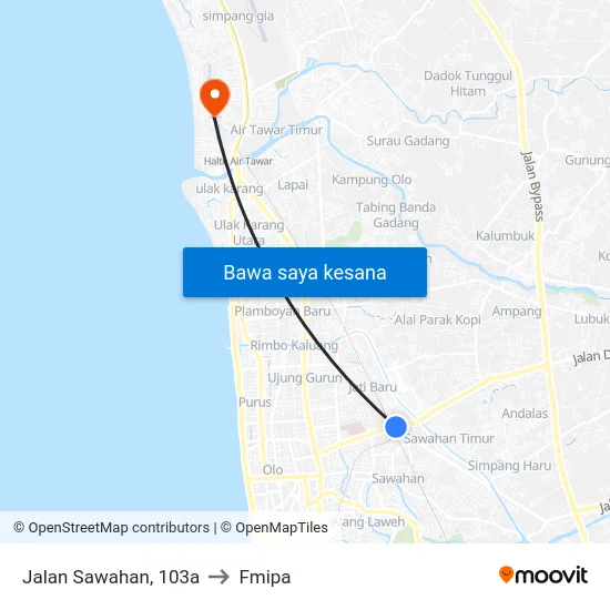 Jalan Sawahan, 103a to Fmipa map