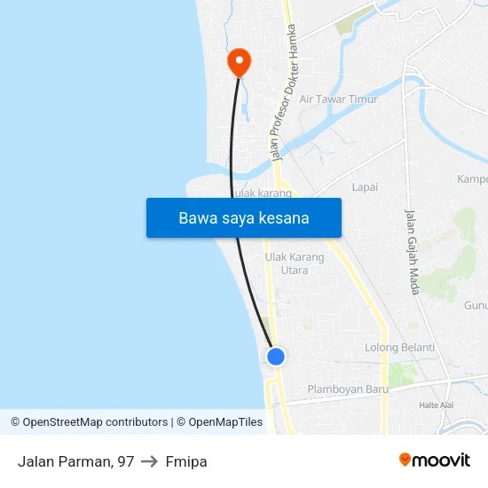 Jalan Parman, 97 to Fmipa map
