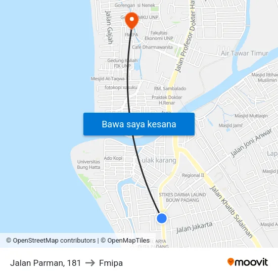 Jalan Parman, 181 to Fmipa map