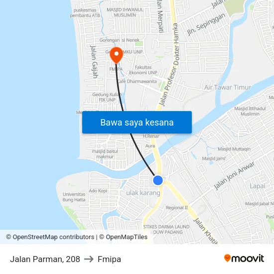 Jalan Parman, 208 to Fmipa map