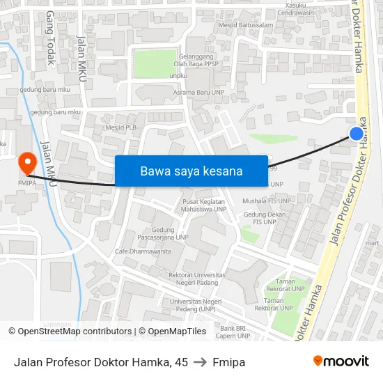 Jalan Profesor Doktor Hamka, 45 to Fmipa map