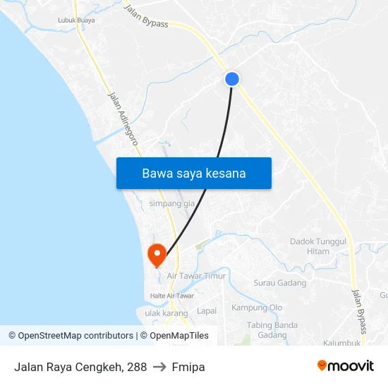 Jalan Raya Cengkeh, 288 to Fmipa map