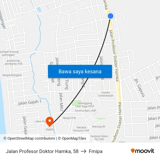Jalan Profesor Doktor Hamka, 58 to Fmipa map