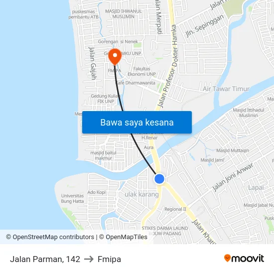 Jalan Parman, 142 to Fmipa map