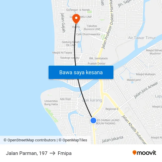 Jalan Parman, 197 to Fmipa map