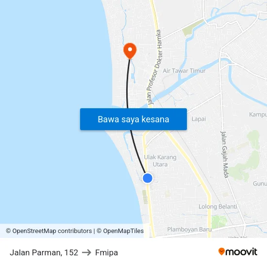 Jalan Parman, 152 to Fmipa map
