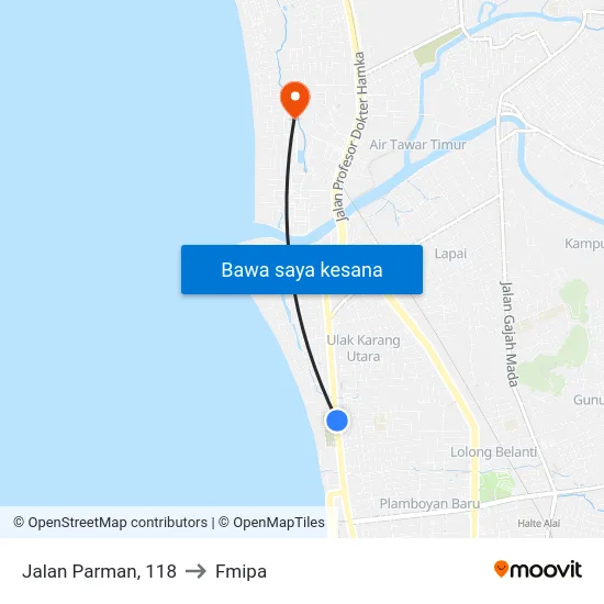 Jalan Parman, 118 to Fmipa map