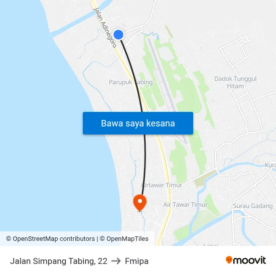 Jalan Simpang Tabing, 22 to Fmipa map