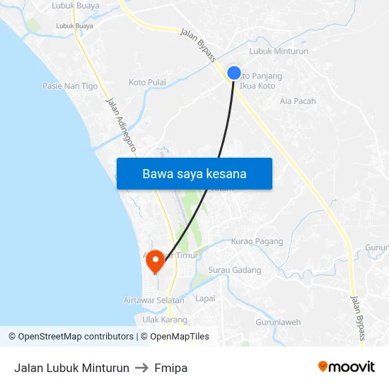 Jalan Lubuk Minturun to Fmipa map