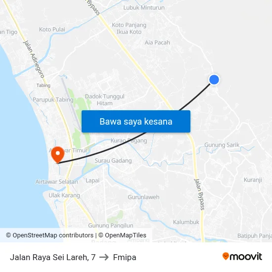Jalan Raya Sei Lareh, 7 to Fmipa map