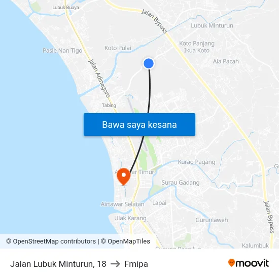 Jalan Lubuk Minturun, 18 to Fmipa map