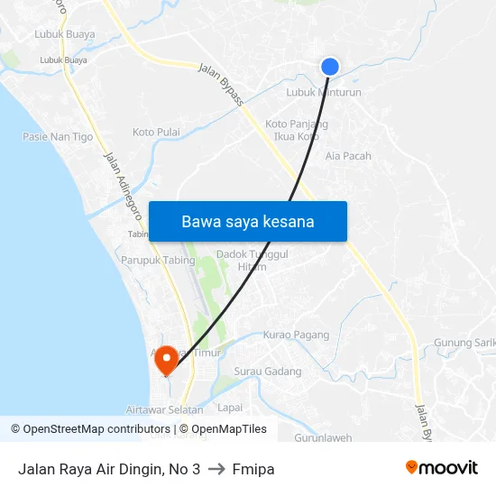 Jalan Raya Air Dingin, No 3 to Fmipa map