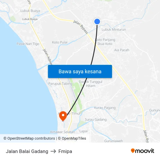Jalan Balai Gadang to Fmipa map