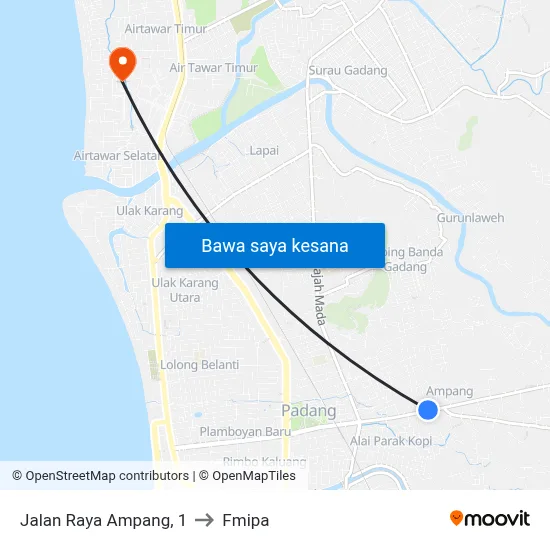 Jalan Raya Ampang, 1 to Fmipa map