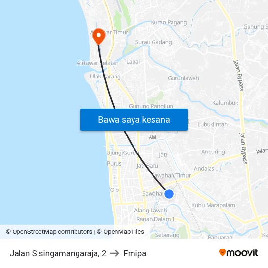Jalan Sisingamangaraja, 2 to Fmipa map