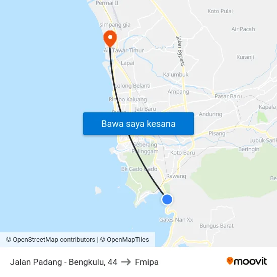 Jalan Padang - Bengkulu, 44 to Fmipa map
