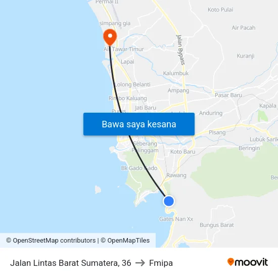 Jalan Lintas Barat Sumatera, 36 to Fmipa map
