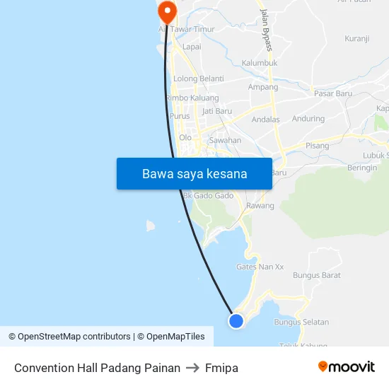 Convention Hall Padang Painan to Fmipa map