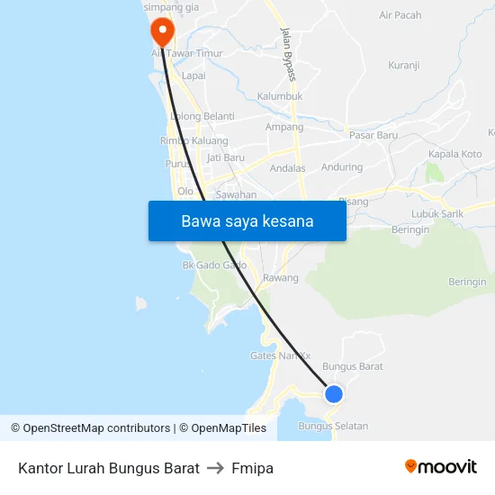 Kantor Lurah Bungus Barat to Fmipa map