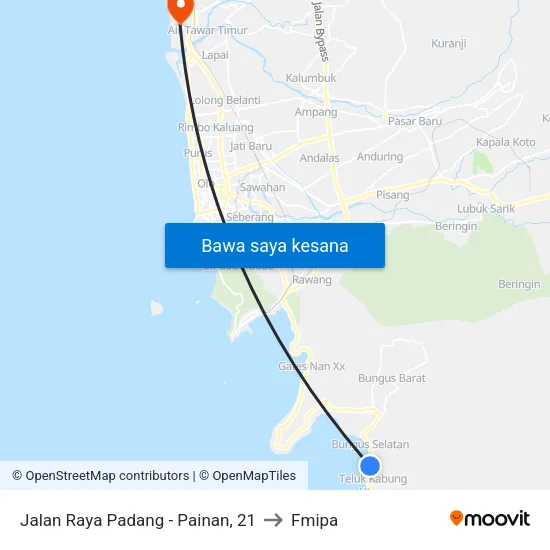 Jalan Raya Padang - Painan, 21 to Fmipa map