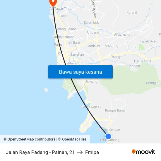 Jalan Raya Padang - Painan, 21 to Fmipa map
