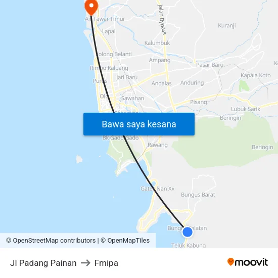 Jl Padang Painan to Fmipa map