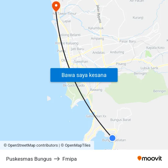 Puskesmas Bungus to Fmipa map