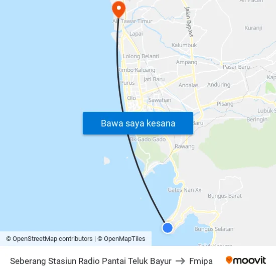 Seberang Stasiun Radio Pantai Teluk Bayur to Fmipa map