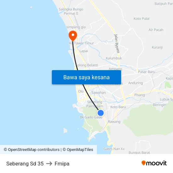 Seberang Sd 35 to Fmipa map