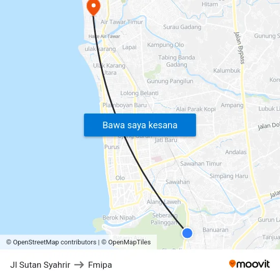 Jl Sutan Syahrir to Fmipa map