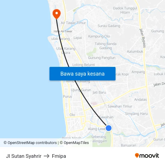Jl Sutan Syahrir to Fmipa map