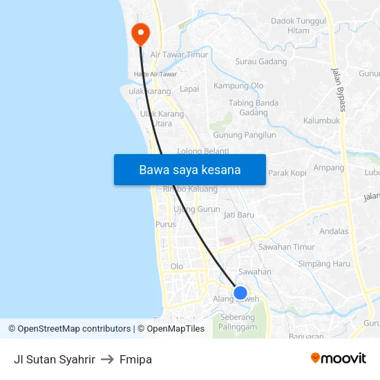 Jl Sutan Syahrir to Fmipa map